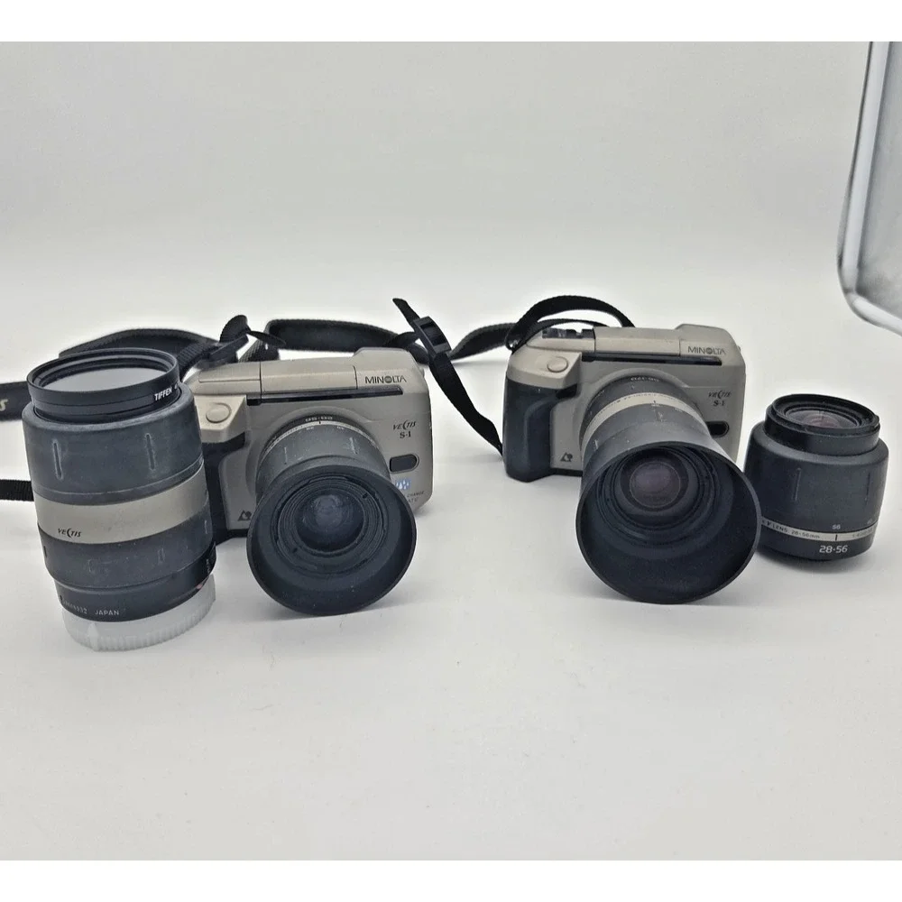 Minolta Vectis S-1 Camera Lens 28-56mm/56-170mm Lot Of 2 W/ Carry Bag - Untested